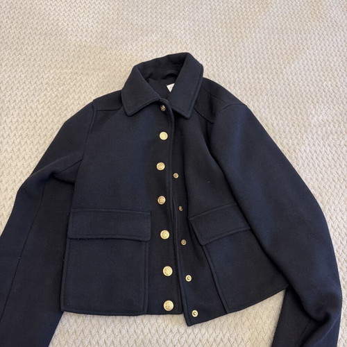 Zara women's coat with gold buttons, blue