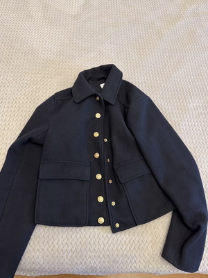 Zara women's coat with gold buttons, blue