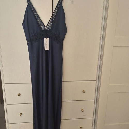 Celestino lingerie long satin dress blue size M new