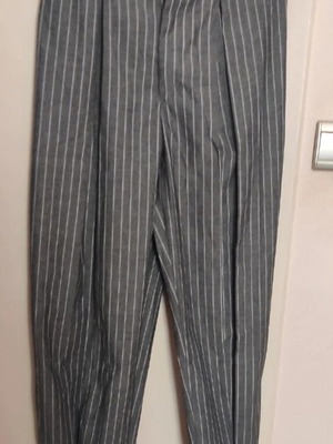 Shein gray striped pants new, high-waisted linen summer