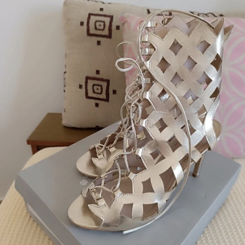 Migato gold sandals like new, ancient Greek design, 10 cm heel