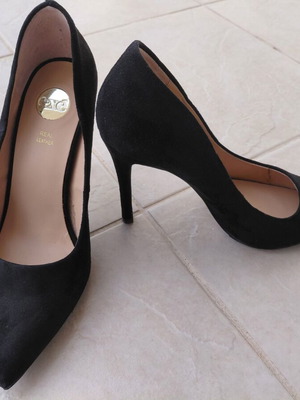 Exe pointed suede leather pumps used black size 38