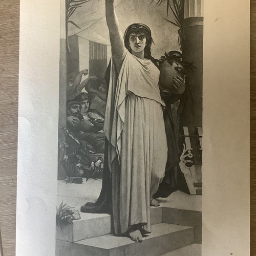 Electra engraving used 1875 by F.J.Barrias, ancient Greek theater