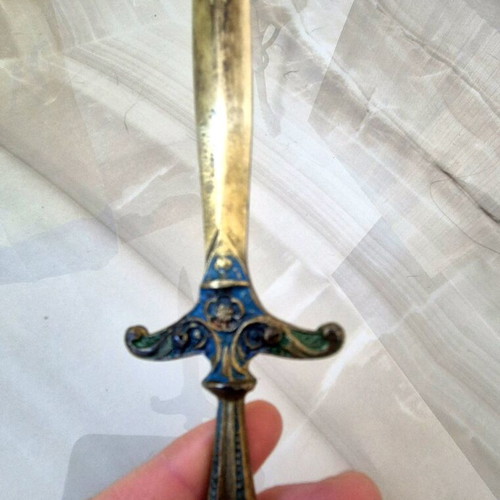 Turkish decorative bronze knives used, set of 4