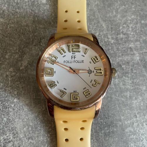 Folli Follie wristwatch used, white, waterproof