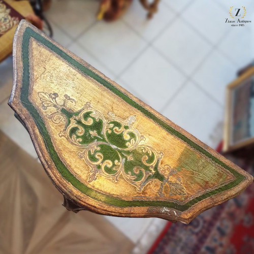 Vintage Italian Florentine console table with gold details