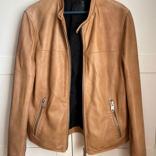 Replay leather jacket L slim fit like new beige