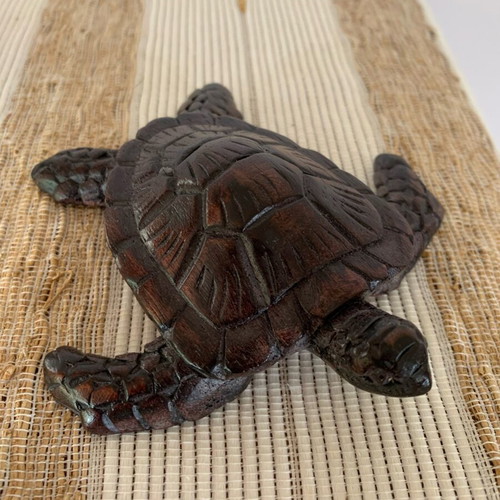 Wooden carved turtle decorative handmade, new, 11 cm