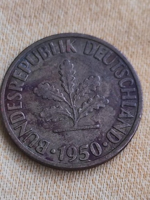German 10 Pfennig coin 1950 J used