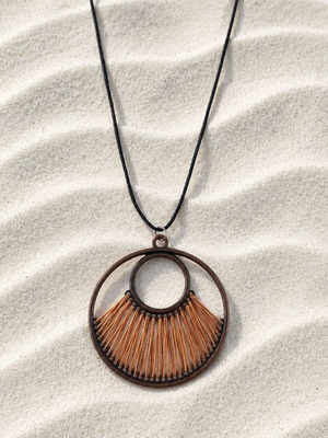 Boho necklace made of zinc with braided thread and leather