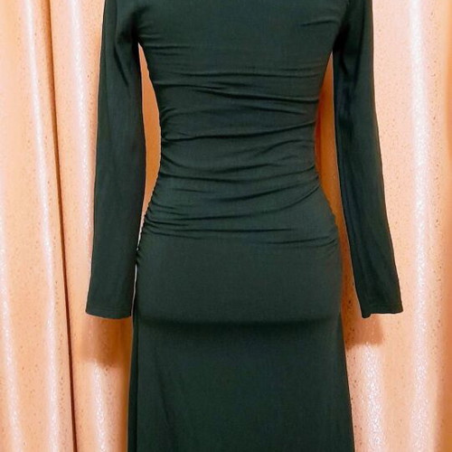 Open long-sleeve midi dress petrol like new, size S