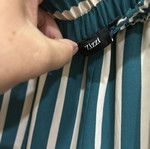 Zizzi women's striped emerald green and cream trousers
