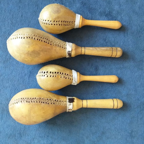 Leather maracas, two pairs salsa model