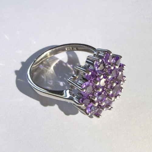Ken Craft Sterling Silver Amethyst Cluster Ring like new