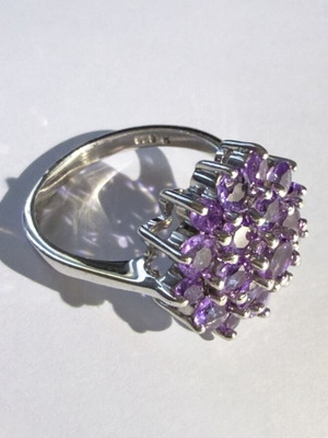 Ken Craft Sterling Silver Amethyst Cluster Ring like new