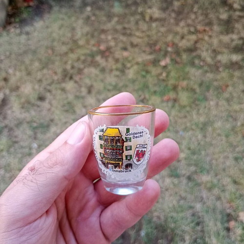 Vintage shot glass used, collectible rare small glass