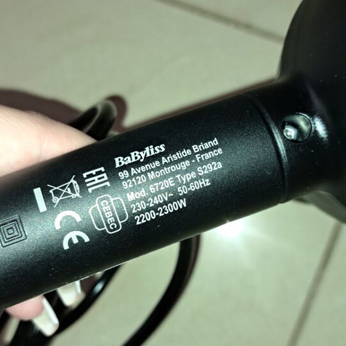 Babyliss hairdryer Compact Pro series like new, black