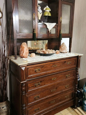 Vintage sifiniera with buffet used, solid walnut, marble top