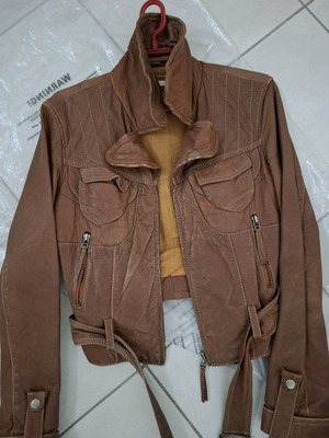 Bsb δερμάτινο biker jacket μεταχειρισμένο, καφέ, μέγεθος S