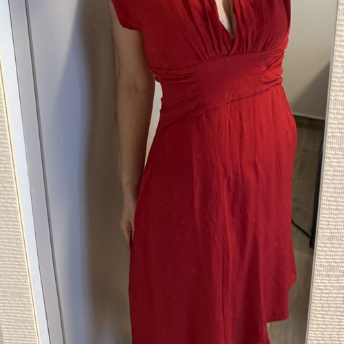 René Lezard red silk dress used, size 40