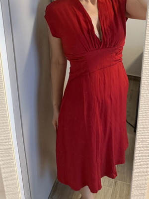René Lezard red silk dress used, size 40