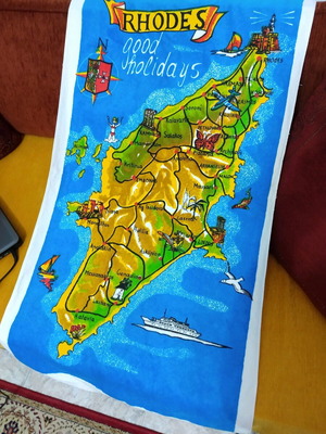 Beach towel new with Rhodes design 123x63 cm