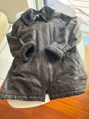 Women's leather Lucifair half coat new brown
