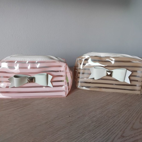Verde toiletry bags, beige and pink, set of two