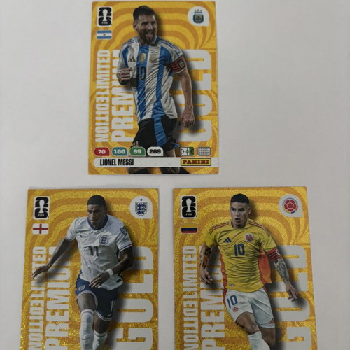 Panini Mundial 2026 Golden Messi Rashford and James Rodriguez Cards new