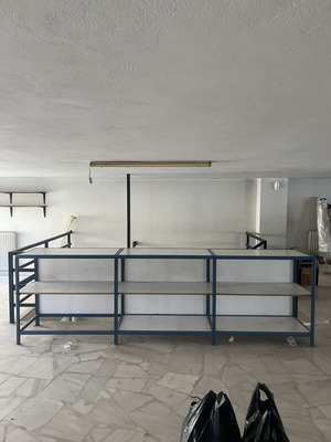 Professional aluminum workbench shelving unit used, 3 sections