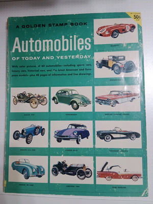 Collectible American book with automobile stamps used