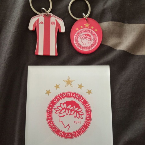 Olympiacos keychain and coaster new, authentic