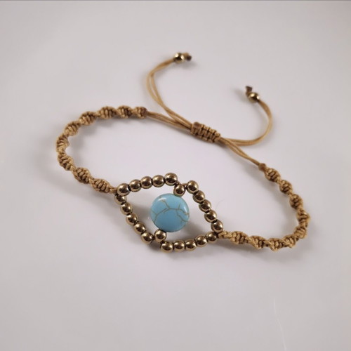 Handmade bracelet with turquoise stone and gold beads, new