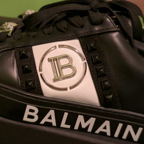Balmain women's sneakers like new black and white leather