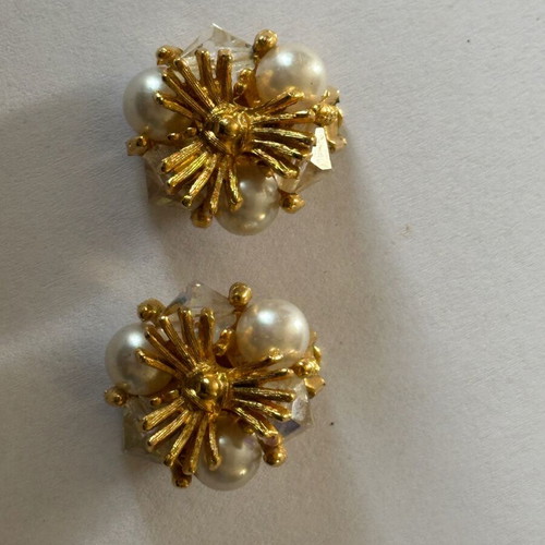Gold-plated earrings used, antique, women's with clasp