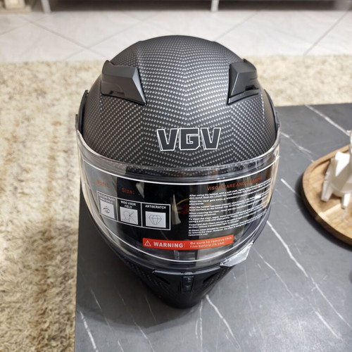 Helmet carbon look large flip up sun visor new