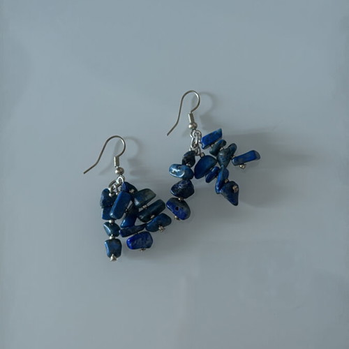 Earrings with stones new, blue