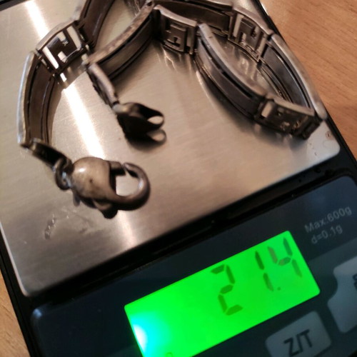 925 Silver Chain Handcuff Bracelet like new, 21 cm length