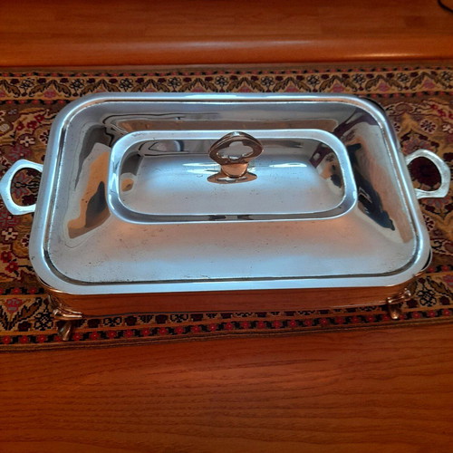 Silver-plated Pyrex base used with lid