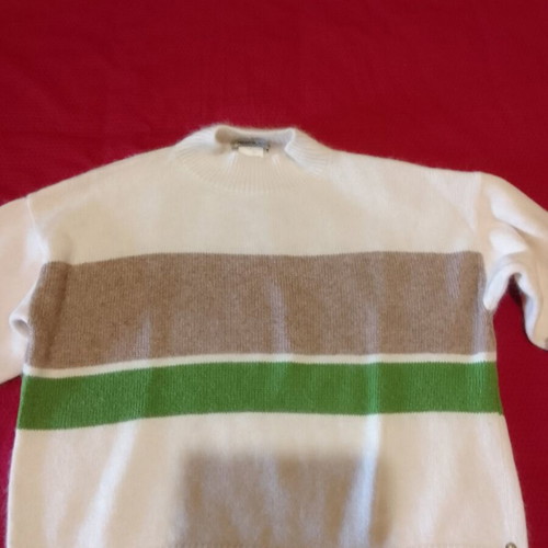 Pennyblack women's sweater new, ecru with green and brown stripes, size L