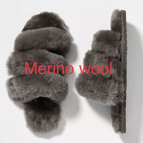 EMU Australia Jacana adjustable slippers used, grey with merino wool
