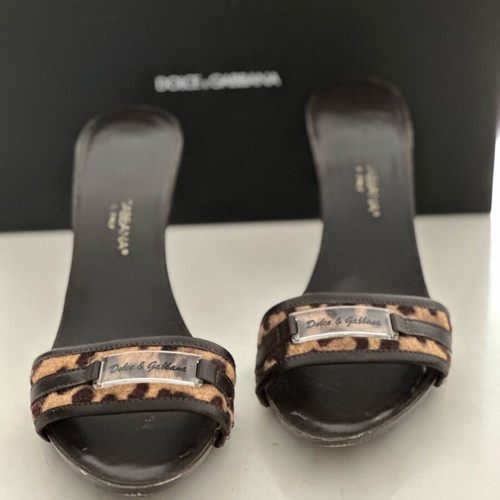 Dolce Gabbana mules used, leather beige-brown
