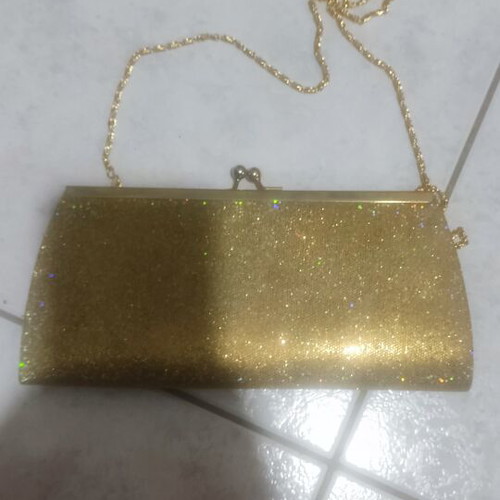 Gold women's shoulder bag with rhinestones like new