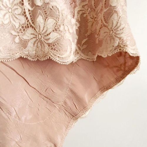 Satin top with lace like new, beige, size S