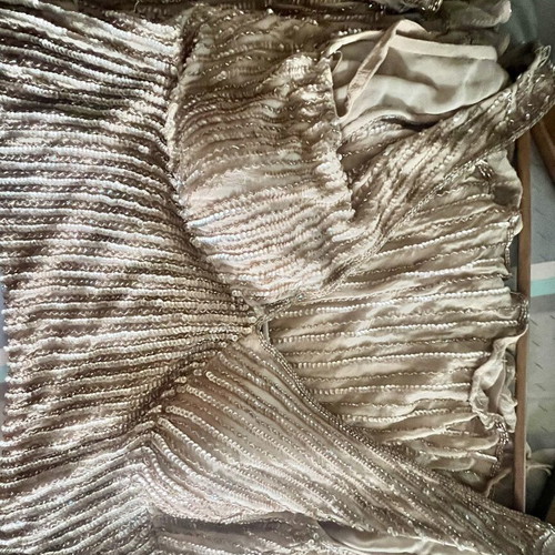Evening dress with sequins used, beige, size L