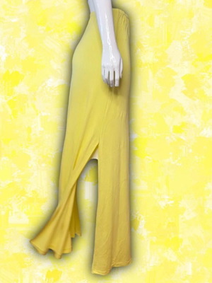 Yellow high-waisted maxi skirt like new with slit