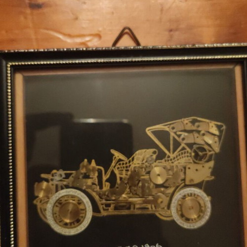 Handmade framed art with watch mechanism car design like new