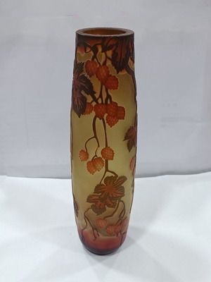 Art Nouveau Cameo Βάζο με Φυτική Διακόσμηση σαν καινούργιο, Πρώιμος 20ός Αιώνας