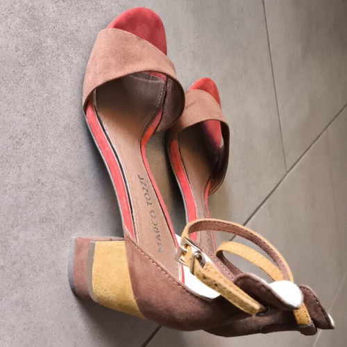 Marco Tozzi suede sandals size 37 like new, comfortable 6cm heel
