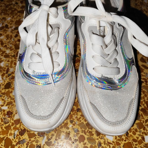 Women's athletic shoes size 37 white silver used